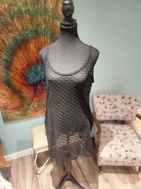 Black Crochet Tank Cover-Up